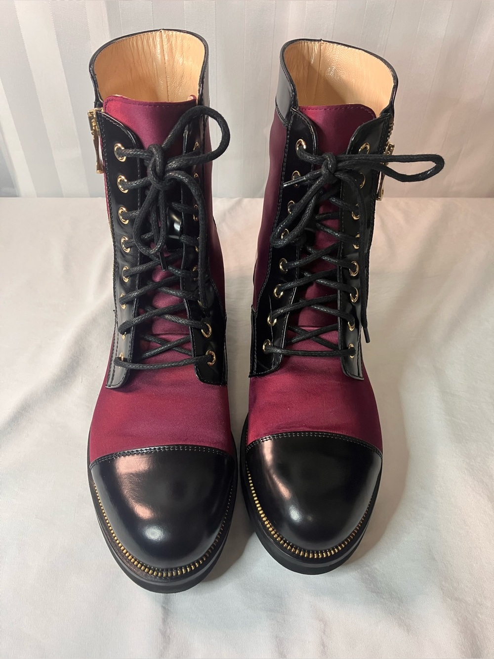Ron White Teagan Combat Boots Moto Weatherproof Nylon Patent Leather EU 38 / 7.5